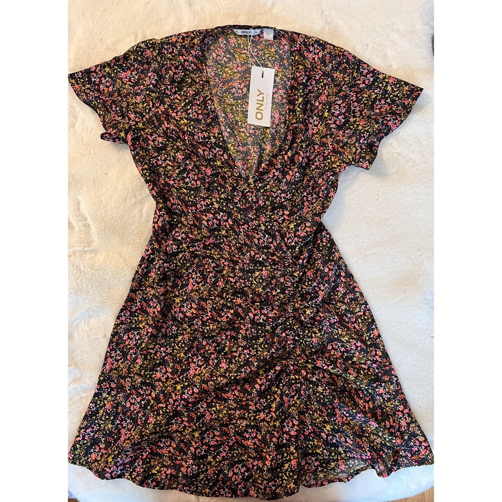 ASOS Only mini dress with ruched front in floral print